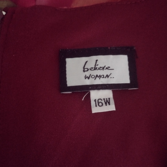 Believe Woman Pink and Red Floral Dress Size 16W - Picture 4 of 5